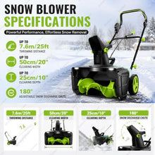 HASORVLUK Cordless Snow Blower, 3500W Brushless Motor, 25ft Max Throw 2Bat