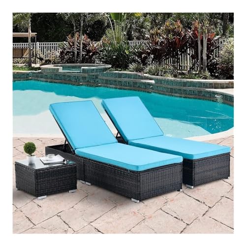 UOPYNE 2 PCS Sunbathing Beach Chaise Lounge Chair Outdoor, All-Weather PE Rattan Patio Chaise Lounge Chair Pool Chairs, Patio PE Wicker Outdoor Lounge Chairs, Wicker Poolside Lounge Chair