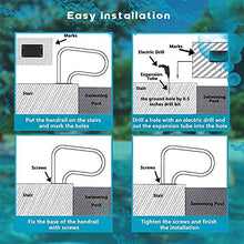 BSNANCA Pool Hand Rail Pool Handrails Pool Handrails 304 Stainless Steel Swimming Pool Stair Rail Easy Mount Safety Non-Slip 440Lbs Load Capacity Rustproof