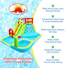 WELLFUNTIME Large Inflatable Water Slide Park with Air Blower