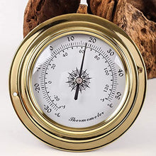 ZLyXZQG Glass Barometer，Outdoor Temperature Gauge， Traditional Barometer Thermometer Hygrometer Kit Accessory Brass Case 98mm Measuring Tools, 4Pcs Weather Station Set, Weather Monitoring Instrument