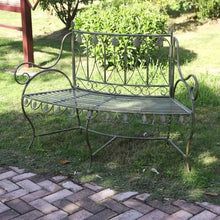 GRFIT Outdoor Bench Garden Bench Vintage Green with Backrest, Double Iron Seating for Outdoor Balcony, for Porch, Patio, Park, Chairs Garden Bench