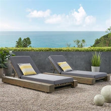 Noble House Broadway Outdoor Acacia Wood Chaise Lounge Set of 2 Gray