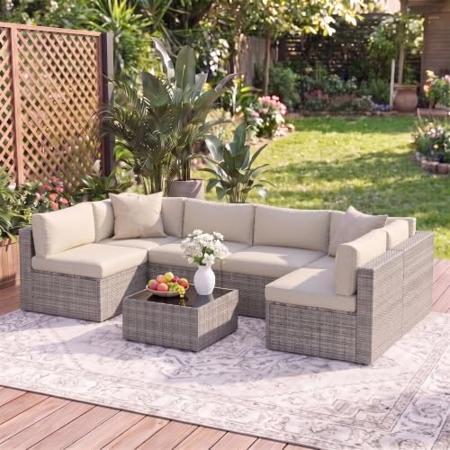 Patio Sectional Furniture Set, Wicker Outdoor Furniture Set for All-Weather