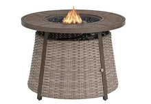 LYTIO 36 Inch 55000 Btu Brown Steel Propane Outdoor Fire Pit with Fire Glass | Adjustable Temperature | Powder-Coated Steel Frame | Rust-Resistant | Crystal Glass Beads Included