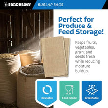 Sandbaggy - Large Burlap Bags 24" x 40" - Potato Sack Race Bags for Kids & Adults - Premium Quality Jute for Vegetables - Bad Weather/Frost Protection - Food Grade (Pack of 100)
