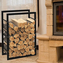 DJVHSRI Heavy Duty Metal Firewood Rack with Side Rails, Indoor & Outdoor Log Storage Stand, Easy Assembly,