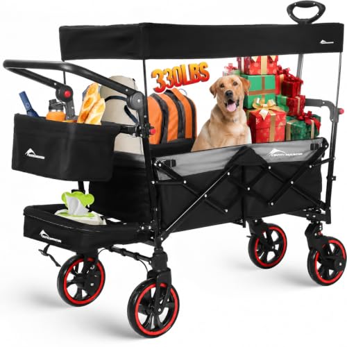 CROTECMOUNTAIN Canopy Wagon Trolley, Large Capacity, Foldable,Traveling-B