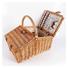 Storage Basket,Wicker Picnic Sets with Utensils Cutlery, Hand Woven Willow Hamper for 4 Persons, for Family,Party,Outdoor,Camping