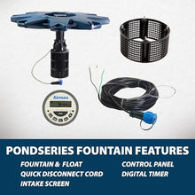 Airmax PondSeries Floating Fountain for Pond & Lake, Water Cooled Motor with 3 Spray Pattern Nozzles for Surface Aeration, 1/2 HP, 115 Volt, 200' Power Cord
