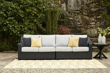 Signature Design by Ashley Beachcroft Casual Weather Resistant 2-Piece Loveseat with Cushions and Pillows Black & Light Gray