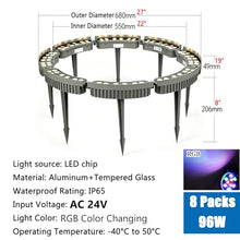 KPHYMOD AC24V Landscape Tree Ring Lights Outdoor, RGB Color Changing Round Plant Lights, Interlocking Design for Backyard Palm Tree Trunk Lighting(8 Packs)