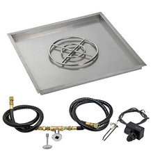 American Fireglass SS-SQPKIT-N-36 Natural Gas 36" Square Stainless Steel Drop-in Pan with Spark Ignition Kit (18" Fire Pit Ring)