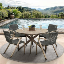 Armen Living Sachi and Nabila Outdoor 5 Piece Dining Set Light Eucalyptus and Concrete