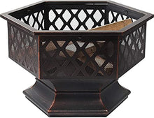 Fire Pit Metal Outdoor Wood Burning Firebowl Fireplace with Spark Screen Retardant Mesh Lid and Poker for Outside Backyard Deck