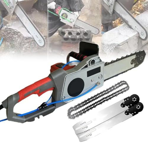 Electric Concrete Chain Saw, Handheld Electric Mini Chainsaw Wall Cutter, Electric Diamond Chain Wall Cutter With 2 Chains/2 Guide Bar for Cutting Concrete, Steel Bars, Marble,5800W