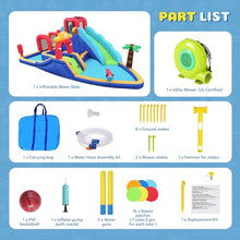 ELEMARA Inflatable Water Slide Bounce House, 10 in 1 Inflatable Water Park with Blower, 2 Slides & 2 Climbing Walls & 2 Water Guns & Giant Deep Pool, Blow up Water Slides for Backyard for 6