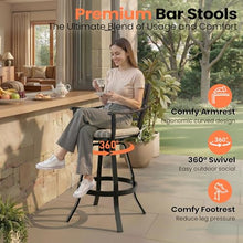 30" Outdoor Swivel Bar Stools Set of 2, Aluminum Bar Height Chairs