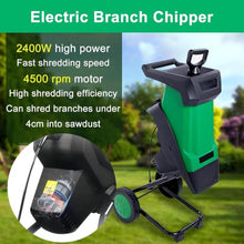 2400w Electric Wood Chipper Shredder Mulcher,4500rpm,40mm Capacity,50l Bag