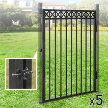 Fencer Wire Heavy Duty Flat Top X-Pattern Decorative Fence Gate, 5FT Height x 4FT Width Outdoor Fence Gate, Outdoor Anti-Rust Metal Steel Gate for Fencing Garden Barrier, with Gate Lock, Pack of 5