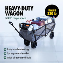 Chariot Outdoor Lawn Chariot, Folding Wagon with 2 Adult Seats & UPF 50+ Canopy, Under-Seat Storage, All-Terrain Wheels, Black Canopy