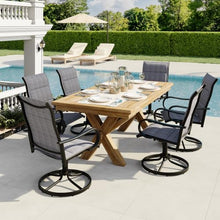 Garvee Patio Swivel Chair Set of 8 Outdoor Dining Chair Padded Mesh Blue