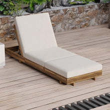 Merax Acacia Wood Chaise Lounge Set w/ 6-Position Adjustable Backrest & Cushion - Outdoor Patio Poolside Furniture, Beige