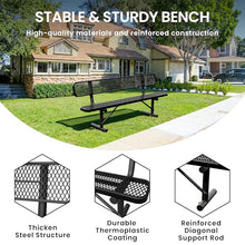 Sunnibety 8 Feet Heavy Duty Metal Park Bench for Outside, Outdoor Bench with Backrest & Portable Frame, Commercial Benches for Shopping Malls, Stores, Parks, Patios, Decks, Black