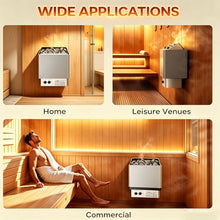 PioMue Electric Sauna Heater with Built-in Controller,Adjustable Temp & 3h Timer,Stainless Steel Steam Stove for Home Steam Sauna Bathroom, SPA Houses, Dry Saunas 220V-6KW