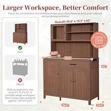 Roomfitters 65" Garden Potting Bench with Storage Hutch, Outdoor Potting Table & Prep Station, Drawer, Cabinet, Shelves, Brown