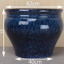 XUNTING Indoor Planters Ceramic Plant Pot Planter - Garden Round Decorative Flower Pots with Drainage Hole Large Blue Planter for Indoor/Outdoor Plants Flower Succulent pots(42cm)