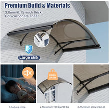 Awning for Door Entrance,48x63 Inch Round Arch Door Awning Canopy with Aluminum Brackets & Polycarbonate Cover, UV, Rain & Snow Protection for Window, Porch, Patio, Deck