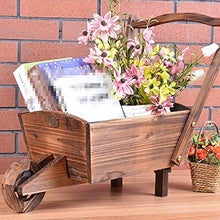 ZOCWJK Wooden Flower Display Stand Small Cart Plant Pot Holder for Desktop Balcony Antiseptic Solid Wood Construction,