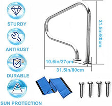 MSHOSAC Swimming Pool Safety Hand Rail Pool Hand Railp Cover, 304 Stainless Steel Pool Handrails 440 LBS Load Capacity Swimming Pool Rail - Easy Mount (Thick 1mm) ()