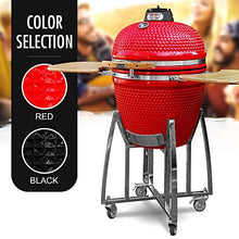 London Sunshine Ceramic Kamado Charcoal BBQ Grill 18 Inch Red