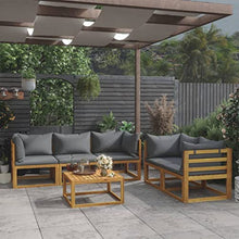 HNSMFPRE Solid Acacia Wood Garden Lounge Set with Cushion and Coffee Table, Outdoor Patio Seating Set for Terrace
