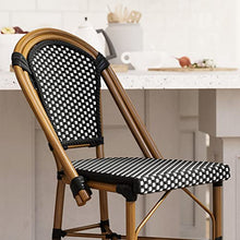 EMMA + OLIVER Black/White PE Rattan Bistro Bar Stool, 2-Pack