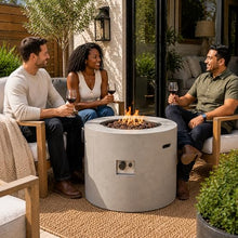 Kinger Home Loren 32-Inch Round Propane Fire Pit Table, Alloy Steel Outdoor Fire Pit with 50,000 BTUs, Includes a Burner lid, Lava Rocks and Weather Resistance Cover