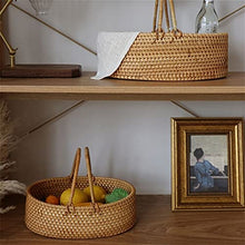 Storage Basket,Picnic Portable Hand Woven Outdoor Hamper Fruit for 2 Persons for Camping and Party