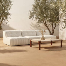 NADAAL STUDIOS Rafferty Outdoor Coffee Table, Rectangular, Teak Wood, Woven Synthetic Hyacinth, Weather Resistant, Dark Brown