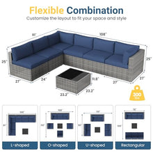 7 Piece Wicker Outdoor Patio Furniture Set, All-Weather Patio Sectional Set