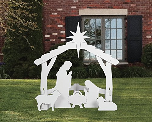 Large White Outdoor Nativity Set