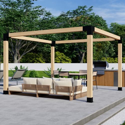 DIY Freestanding Pergola Bracket Kit – 6x6 Posts – Build Up to 12' x 12' – Steel (Hardware Only)