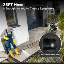 Professional 4200PSI 4GPM 212CC Gas Exterior Cleaner, 7.0HP Commercial Gas Washing Machine with 1L Foam Bottle 8" Wheels 5 Nozzles 25FT Hose for Home Car Driveway Yard (EPA/CARB/ETL Compliant), Black