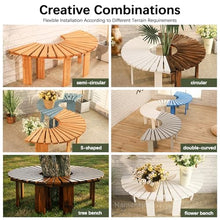 Hamankim Outdoor Tree Bench Wrap Around Solid Wood Seating Weatherproof Durable Curved Garden Furniture Benches, Slatted Seat for Patio Deck Lawn Yard - Brown(Round)