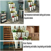 HYUIO 3 Tier Flower Display Stand with 12 Buckets Mobile Plant Stand on Wheels for Garden Balcony and Florist with Large Capacity