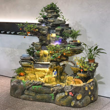 Large Multi-Tier Rockery Waterfall Fountain with LED Lights, Natural Zen Garden Decoration, Indoor & Outdoor Water Feature with Pond for Home, Office, Patio, or Yard(#A)