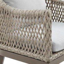 Outdoor Escape Gray Outdoor Dining Chairs Set of 2 with Aluminum Frame, Wicker Material, Beige Cushions, Armrests, Weather-Resistant Design