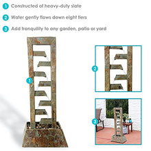 Sunnydaze 49-Inch Stacked Slate Outdoor Water Fountain Large Freestanding Waterfall Light Brown