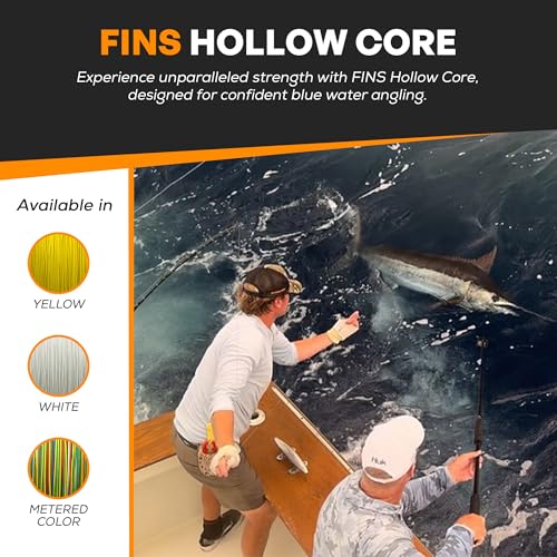 FINS Hollow Core Braided Fishing Line Yellow 150 lb 4800 Yds